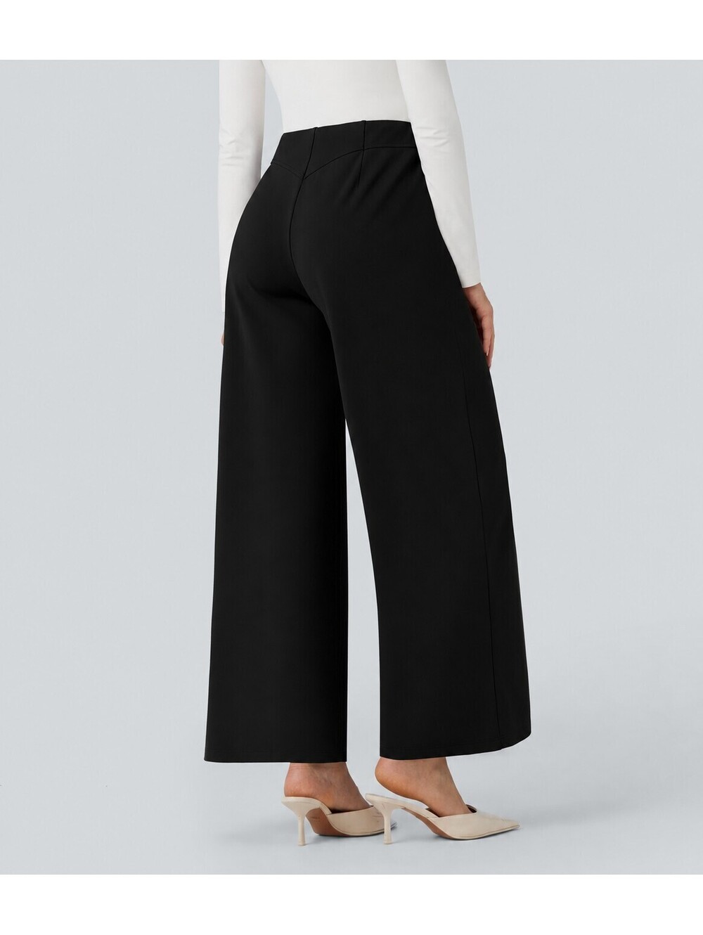 Halara Flex DayStretch Mid Rise Wide Leg Work Pants Black Size Large - Picture 2 of 9